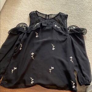 Black Floral Lace Blouse